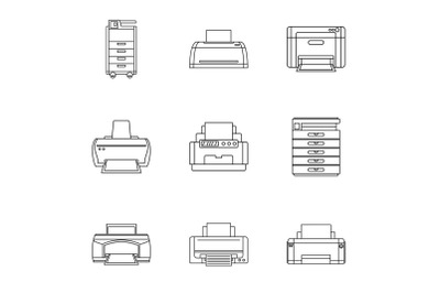 Political journalism icons set, outline style