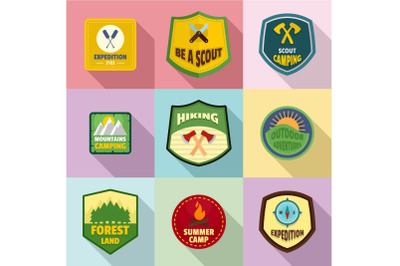 Forestry icons set, flat style