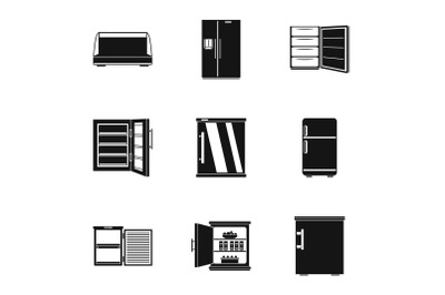 Icebox icons set, simple style