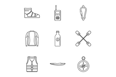 Tourist industry icons set, simple style