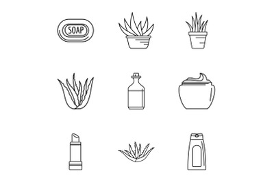 Private salon icons set, outline style