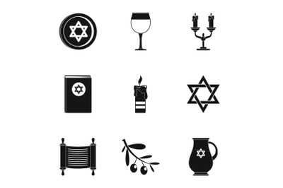 Theism icons set, simple style