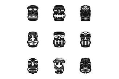 African people icons set, simple style