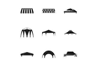 Bridge canopy icons set, simple style