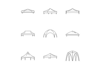 Bridge valance icons set, outline style