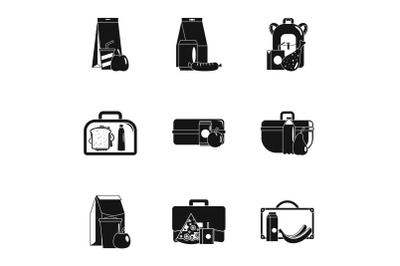 Takeaway food icons set, simple style