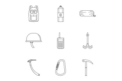Tourism wear icons set, outline style