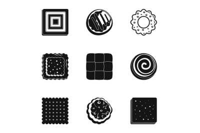 Biscuit icons set, simple style