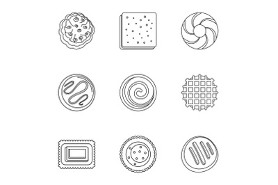 Hardtack icons set, outline style