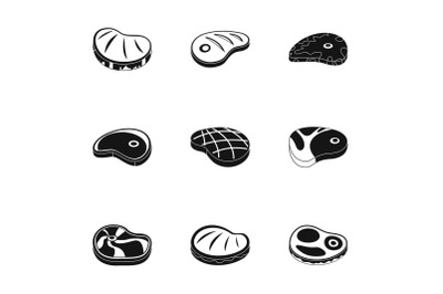 Bovine icons set, simple style