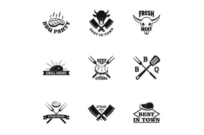 Livestock logo set, simple style