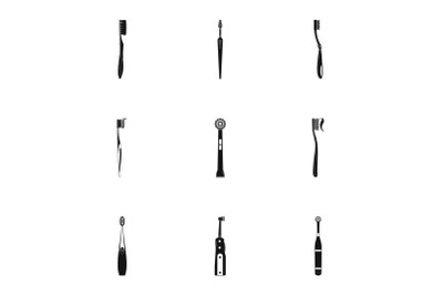 Dental hygiene icons set, simple style