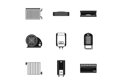 Preheat icons set, simple style