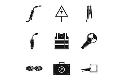 Electrical engineer icons set, simple style