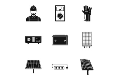 Electric profile icons set, simple style