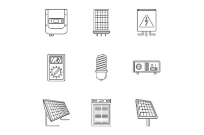 Electric wiring icons set, outline style