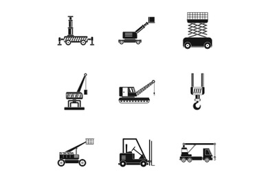 Loading box icons set, simple style