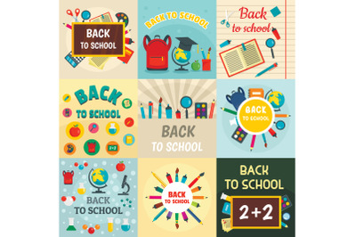 Back to school banner concept set, flat style