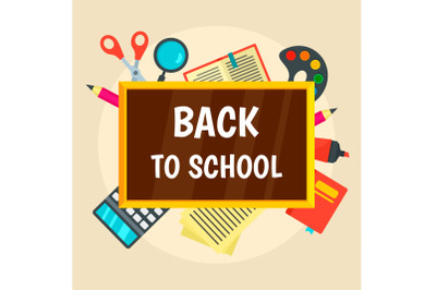 Back to school concept background, flat style