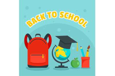 Back to school kid background, flat style