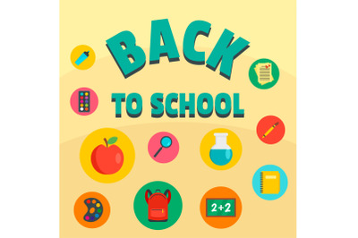 Back to school element background, flat style