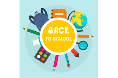 Back to school circle background, flat style