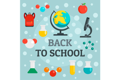 Back to school chemistry background, flat style