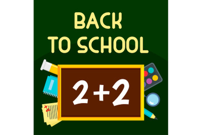 Back to school time background, flat style