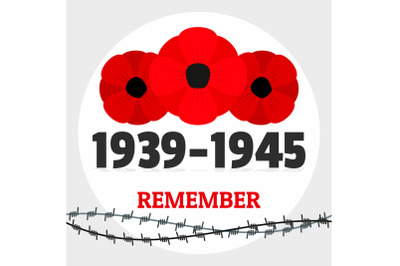 Second world war memory background, flat style