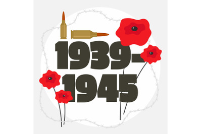 Second world war commemorative background, flat style