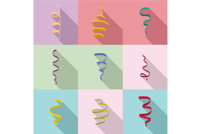 Ribbon icons set, flat style