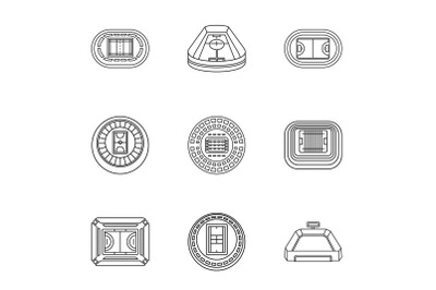 Stadia icons set, outline style