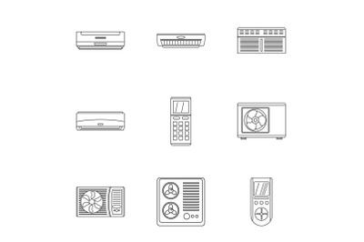 Controlgear icons set, outline style