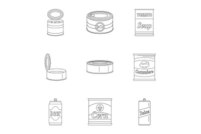 Preserved icons set, outline style