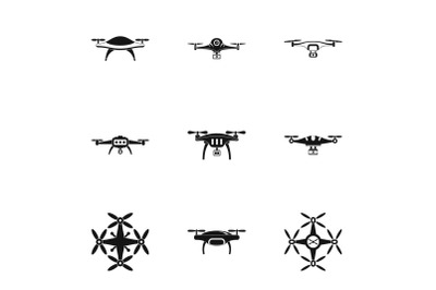 Unmanned icons set, simple style