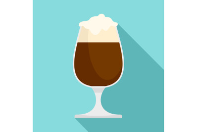 Brown beer in bar icon, flat style