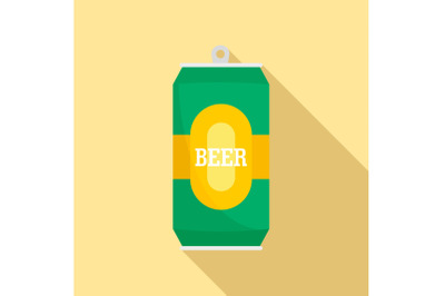Can of fresh beer icon, flat style