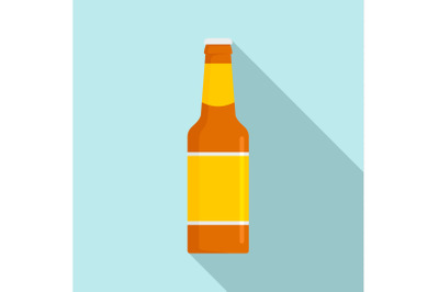 Glass bottle of beer icon, flat style
