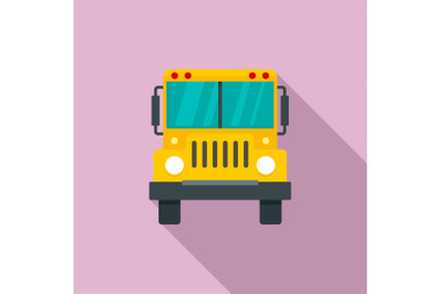 Front of school bus icon, flat style