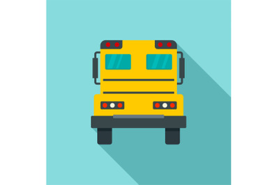 Back of school bus icon, flat style
