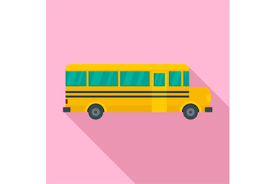 Side of school bus icon, flat style