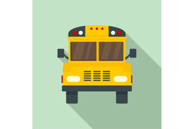 Front of old school bus icon, flat style