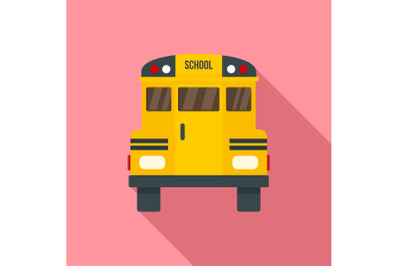 Back of old school bus icon, flat style