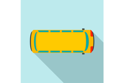 Top view school bus icon, flat style