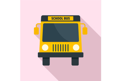 Yellow school mini bus icon, flat style