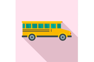 Side view of school bus icon, flat style