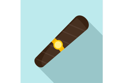 Black cigar of cuba icon, flat style