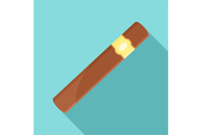 Brown cigar of cuba icon, flat style