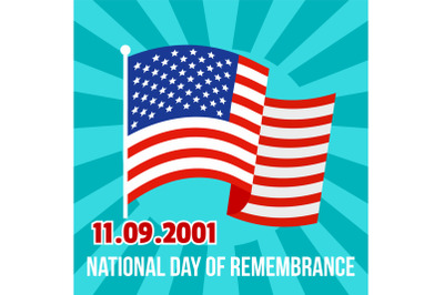 National remembrance american day background, flat style