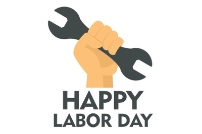 Happy labor day key in hand logo icon, flat style